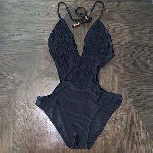 Black Fringe Monokini